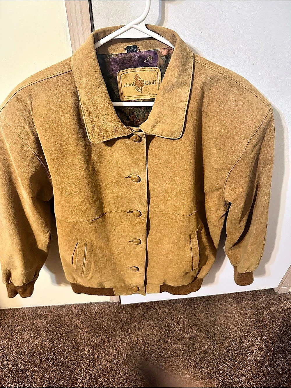 Hunt Club Floral Brown Bomber Jacket Size Medium